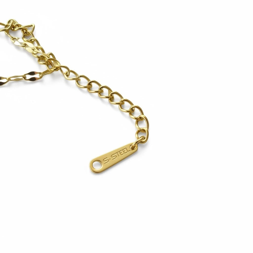 Extensión de cadena ajustable en acero inoxidable dorado con placa grabada S-STEEL de Mi tienda 2
