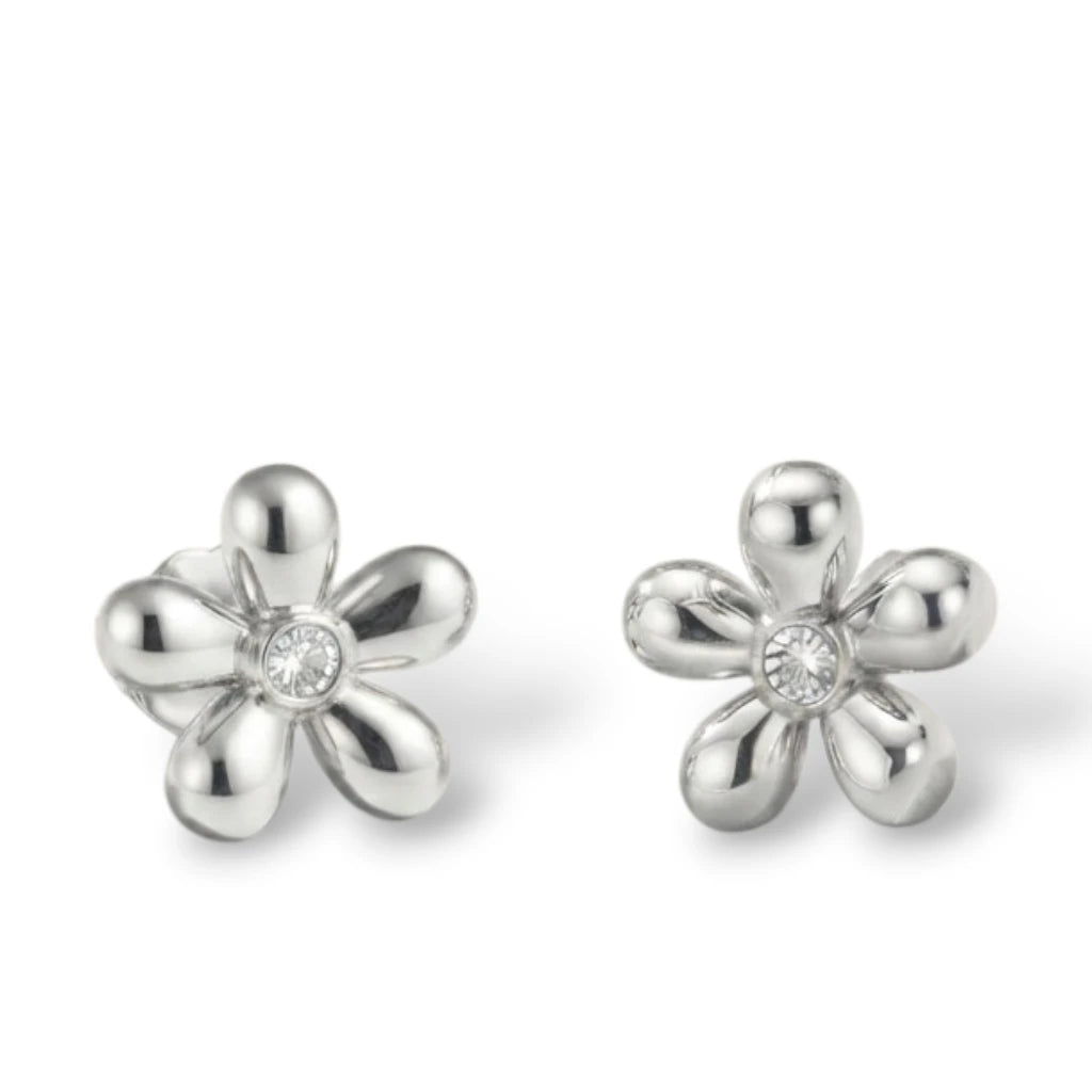 Aretes De Flor Con Piedra Central