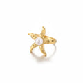 Anillo De Estrella De Mar Con Perla Central